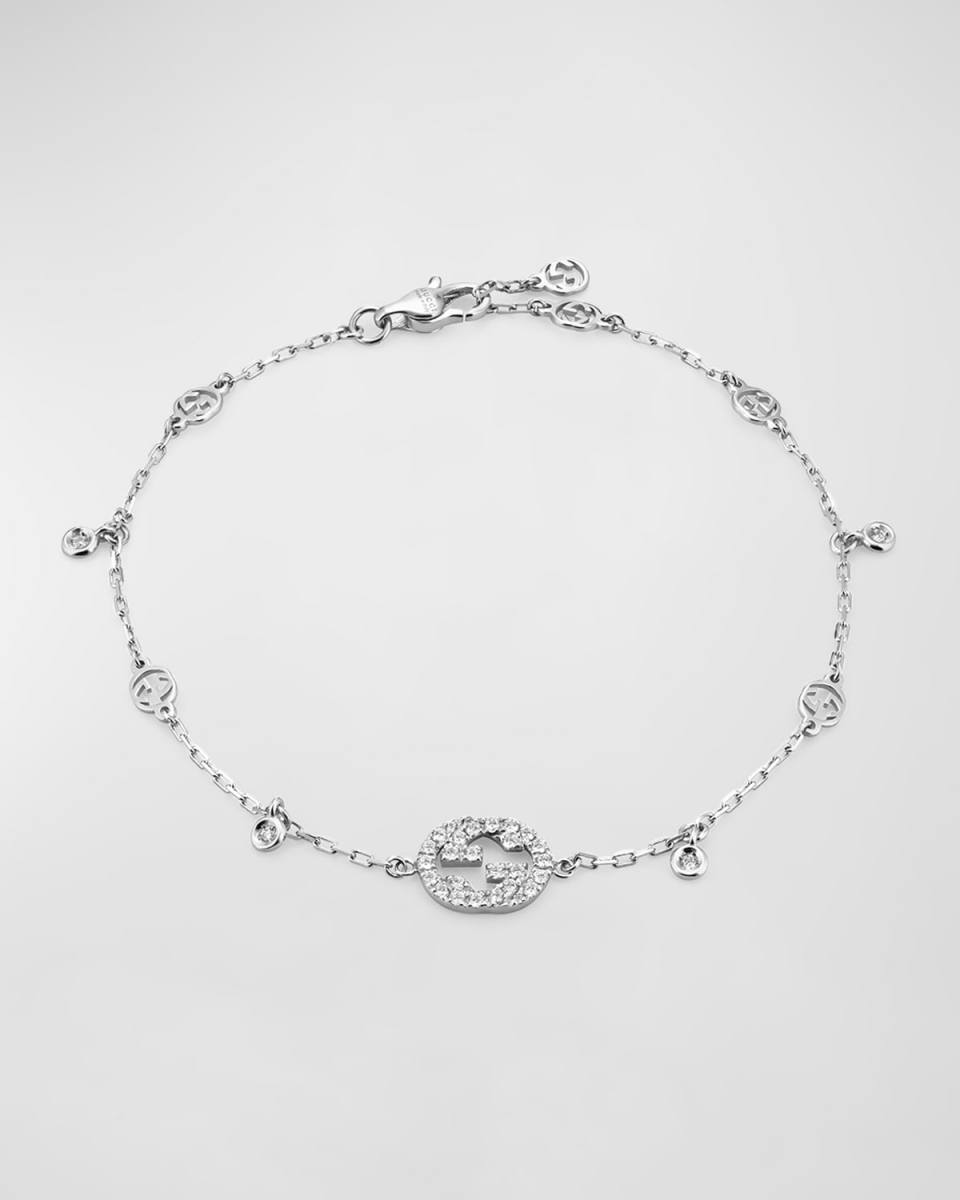 Interlocking G Diamond Charm Bracelet